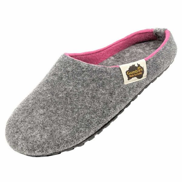 Gumbies Outback Slipper - GRÅ/PINK